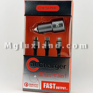 شارژر فندکی فست شارژ خودرو CHESHDE به همراه کابل 3 در 1 کد QD03